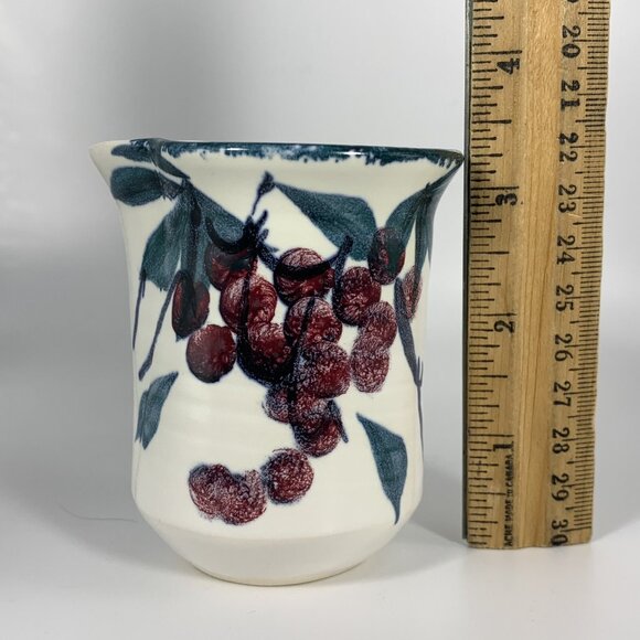 Nova Scotia Pottery Cream & Sugar Set Grape Design Studio Pottery Signed ‘Pentz’ - Picture 10 of 11